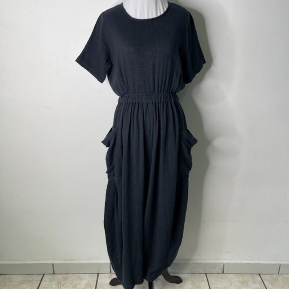 Free People Women's Black Short Sleeve 100% Cotton Jumpsuit Size XS - Picture 1 of 14